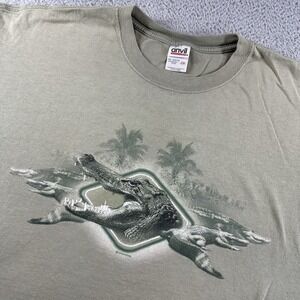 VINTAGE‎ Nature Destination Alligator Shirt Mens 2xl Green Graphic Boca Raton FL